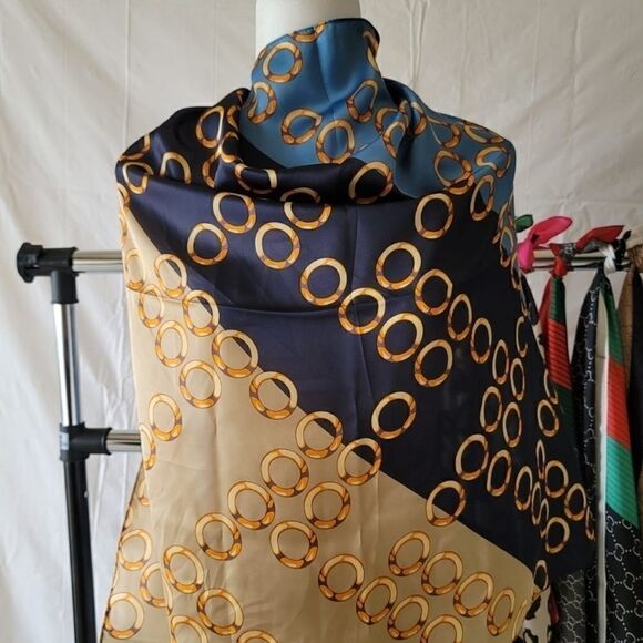 Women Satin Silky Square Neck Scarf - Picture 9 of 10